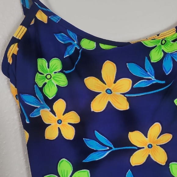 Vintage Cherokee Women High Cut Cheeky One Piece Swimsuit Size 8 S/M Floral 80s - Picture 3 of 14